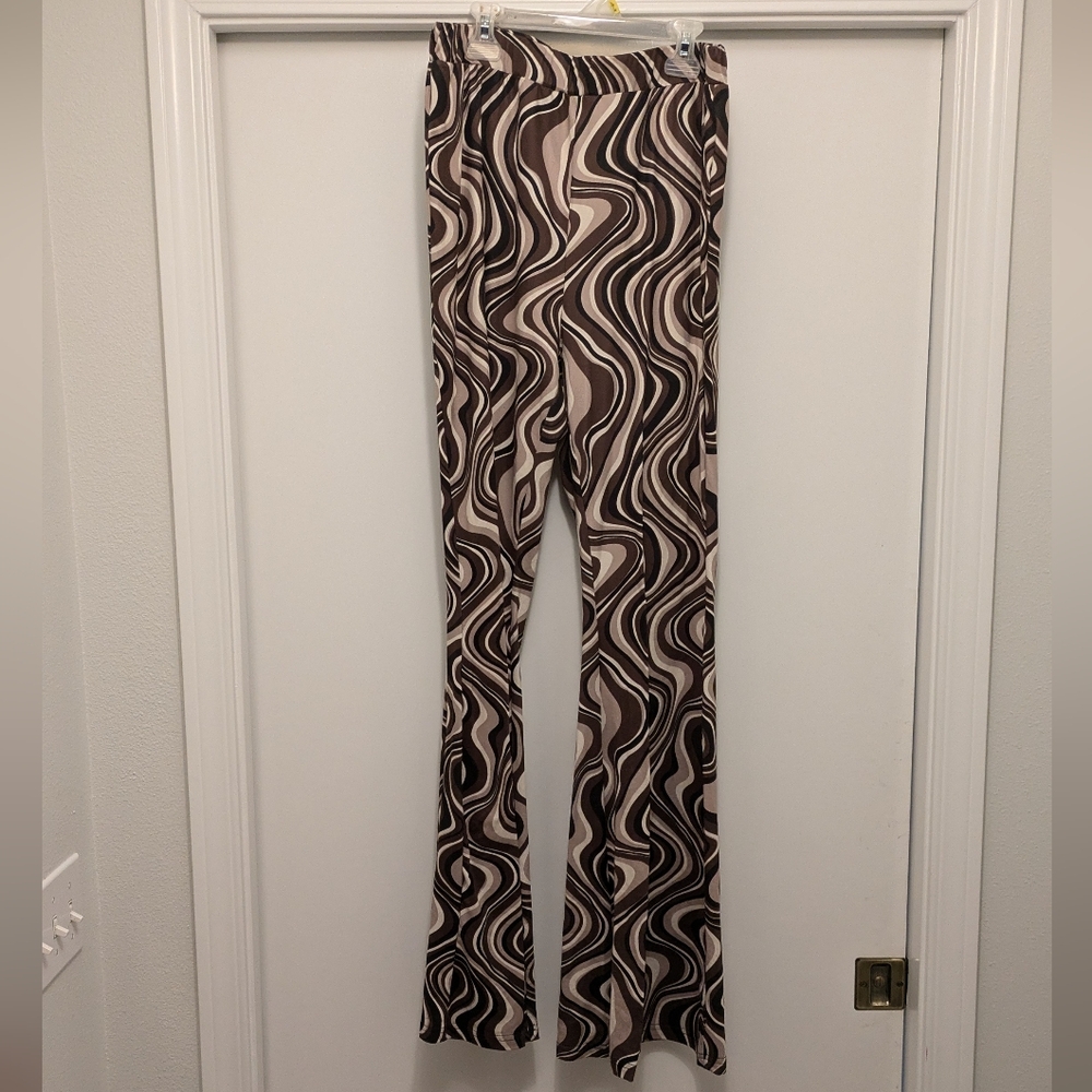 Brown & Cream Swirled Bell-bottoms Size XL